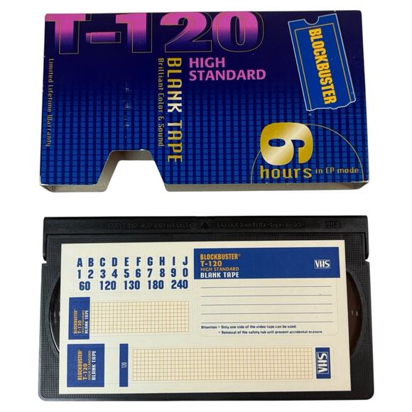 VTG Blank Tape Blockbuster Video T-120 VHS High Standard Tape & VHS Head Cleaner - Picture 13 of 16